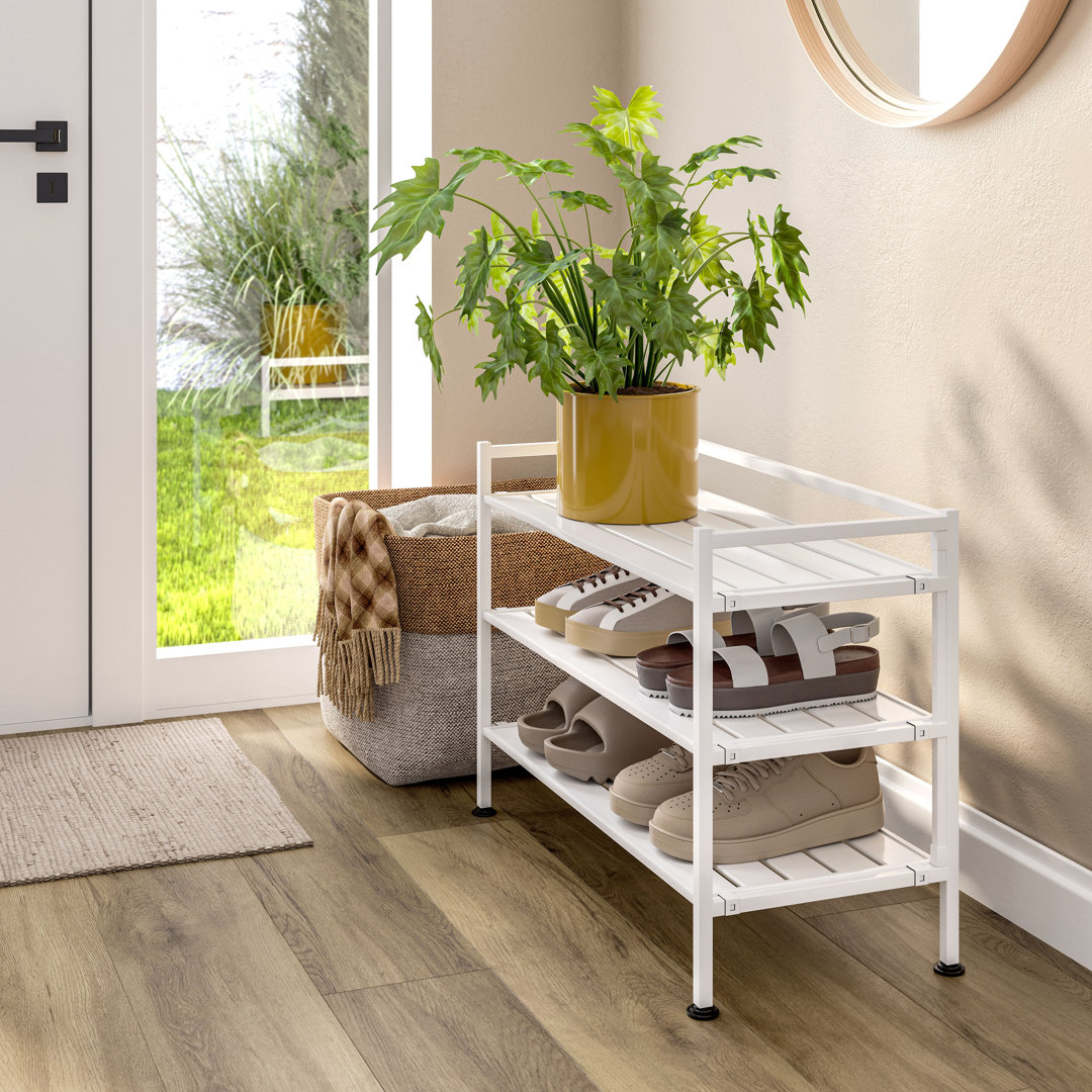 3-Tier (12 Pair) Stackable Resin Shoe Storage Rack Seville Classics 