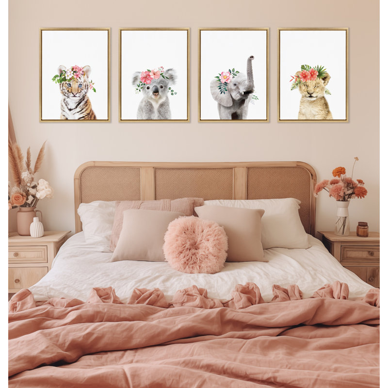 «Flower Crown Elephant» par Amy Peterson, reproduction d'art sur toile encadrée