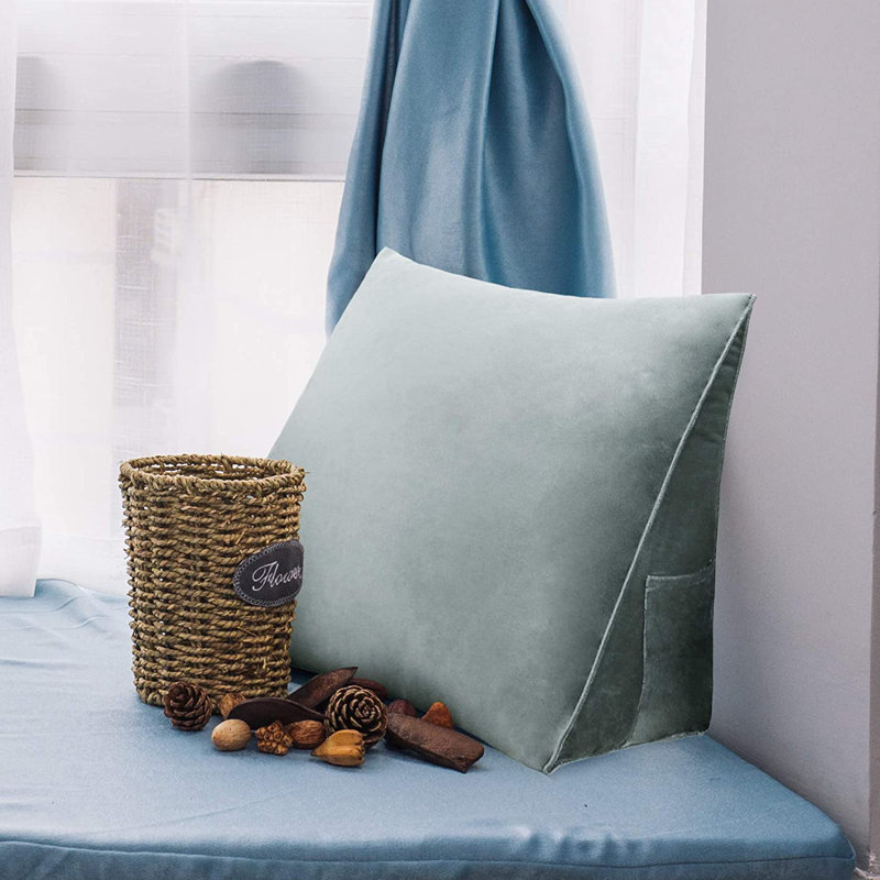 Coussin de lecture à dossier simple en velours pour lit, Gris