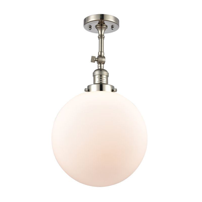 Plafonnier semi-encastré 1 lumière 12 "ciacchi, DEL, Blanc mat, Nickel poli