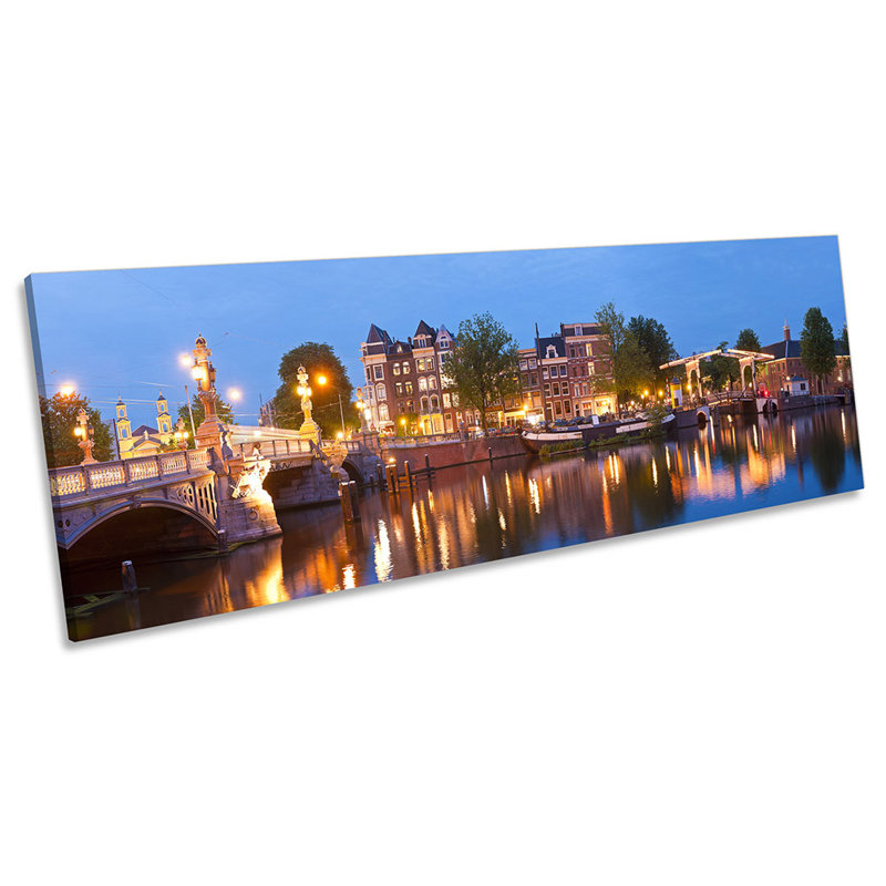 Amsterdam River Skyline - Wrapped Canvas Panoramic Art Prints, 40.64cm H x 121.92cm W