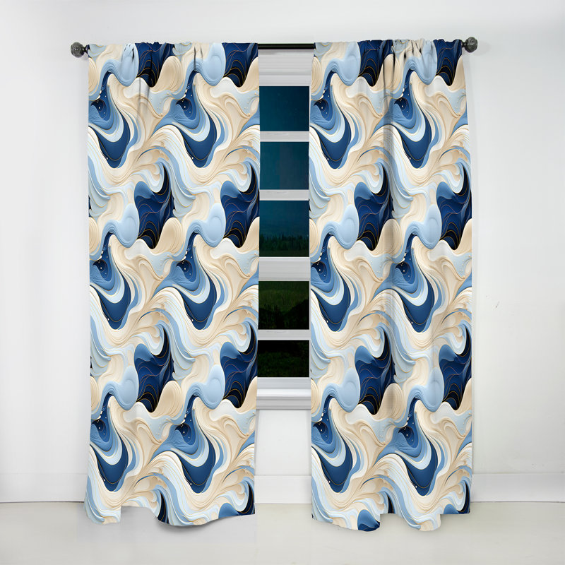 Coastal Minimalism Boho Pattern - Modern Room Darkening Abstract Curtain - 1 Panel, L 52 po x L 95 po