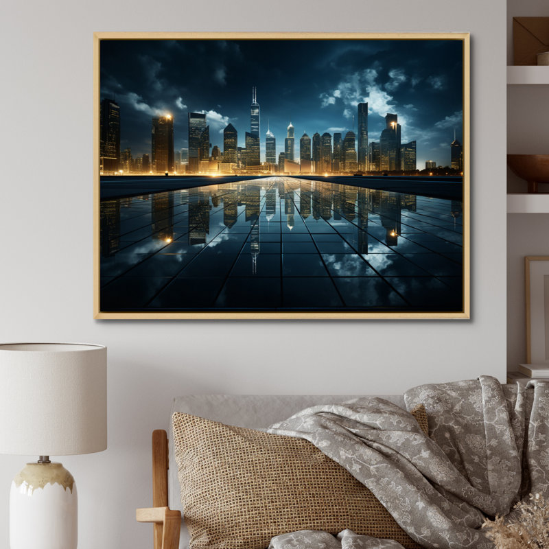 «Skyscrapers Majestic Heights I», reproduction sur toile, Cadre naturel flottant, H 34 po x l 44 po x P 1,5 po