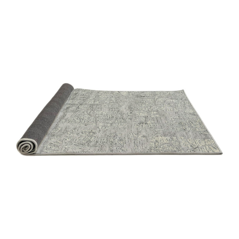 Tapis contemporain gris, Rond 5 pi