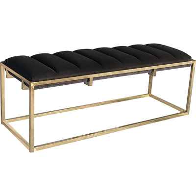 Charming Dark Grey Upholstered Bench With Sleek Metal Basepiece Extraordinary Angular Support