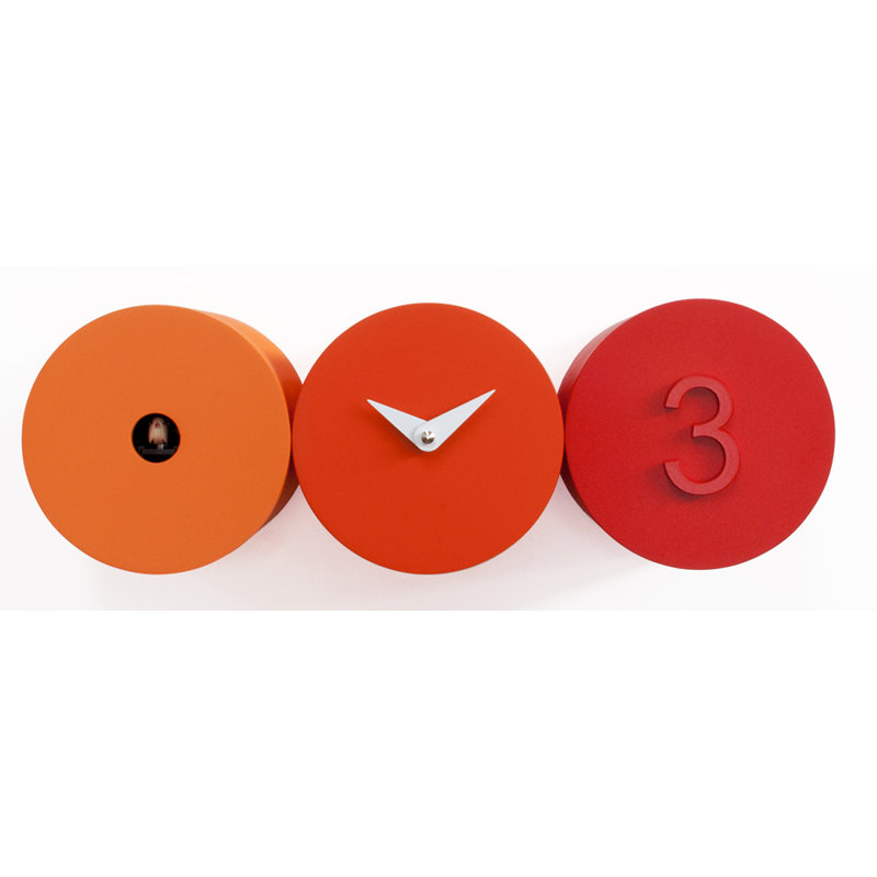 Becnel Wood Wall Clock, Orange / Red