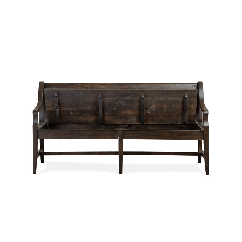 Graphite Pine Wood Bench with Back and Arms