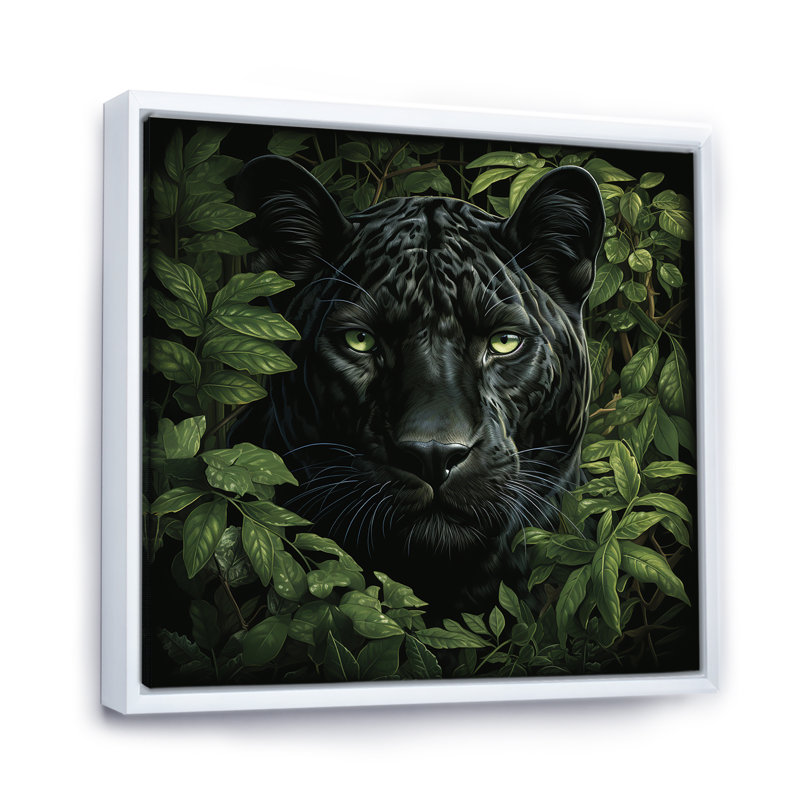 Shadow Panther Camouflage - Animal mural panthère, Cadre flottant blanc, H 30 po x l 30 po x P 1,5 po