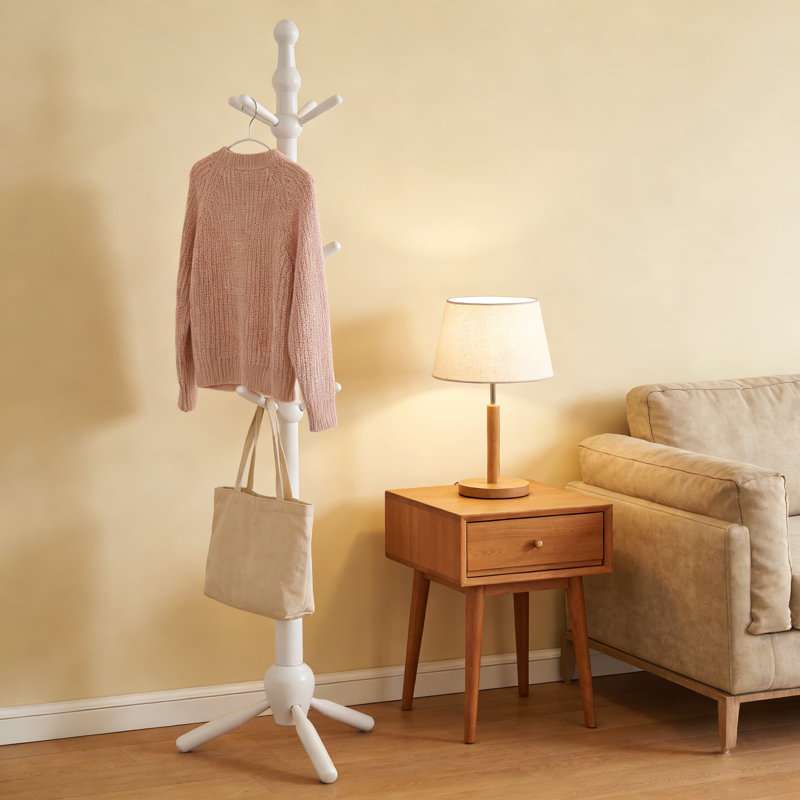 Portemanteau en bois massif avec 9 crochets, portemanteau robuste à hauteur réglable pour l'entrée, le salon, le couloir et le bureau
