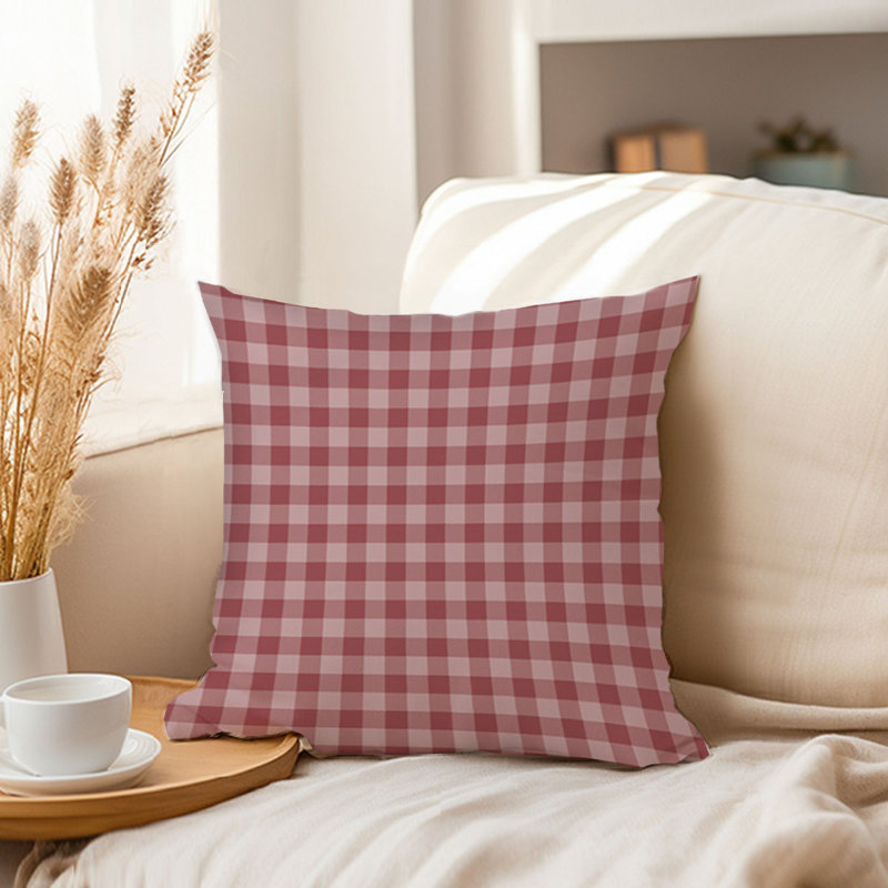 Maroon Gingham Pattern III, 18" H x 18" W