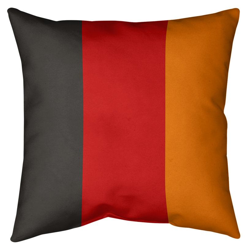 Housse de coussin, 18 po x 18 po, Côté orange / Milieu rouge, Polyester sergé
