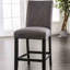 Chaise de salle à manger et dossier rembourrés en tissu à hauteur de comptoir de style rustique gris 2 pièces-416637894