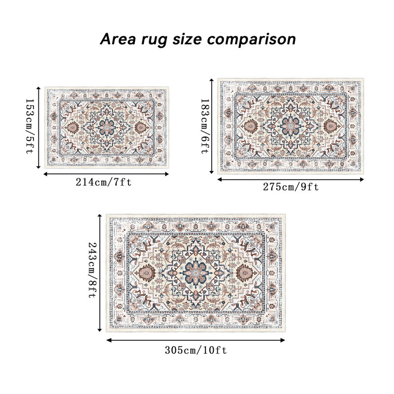 Washable Area Rug 5x7, Vintage Bohemian Decoration, Non-slip, Orange Flower For Bedroom Office 5x7 With Floral Pattern, Style, Non-slip Washable, Kitchen