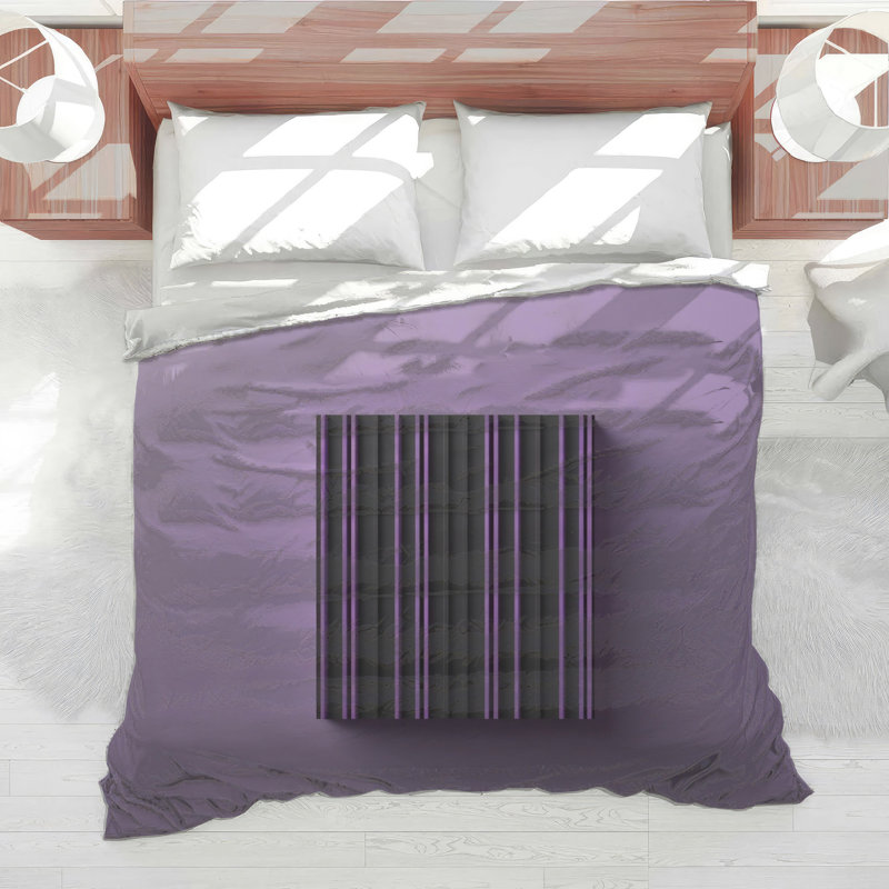 Black Purple Striped Rectangular Comforter, Twin