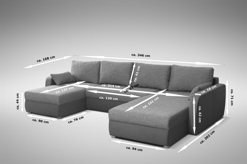 5 Seater Sofa Bed, Right