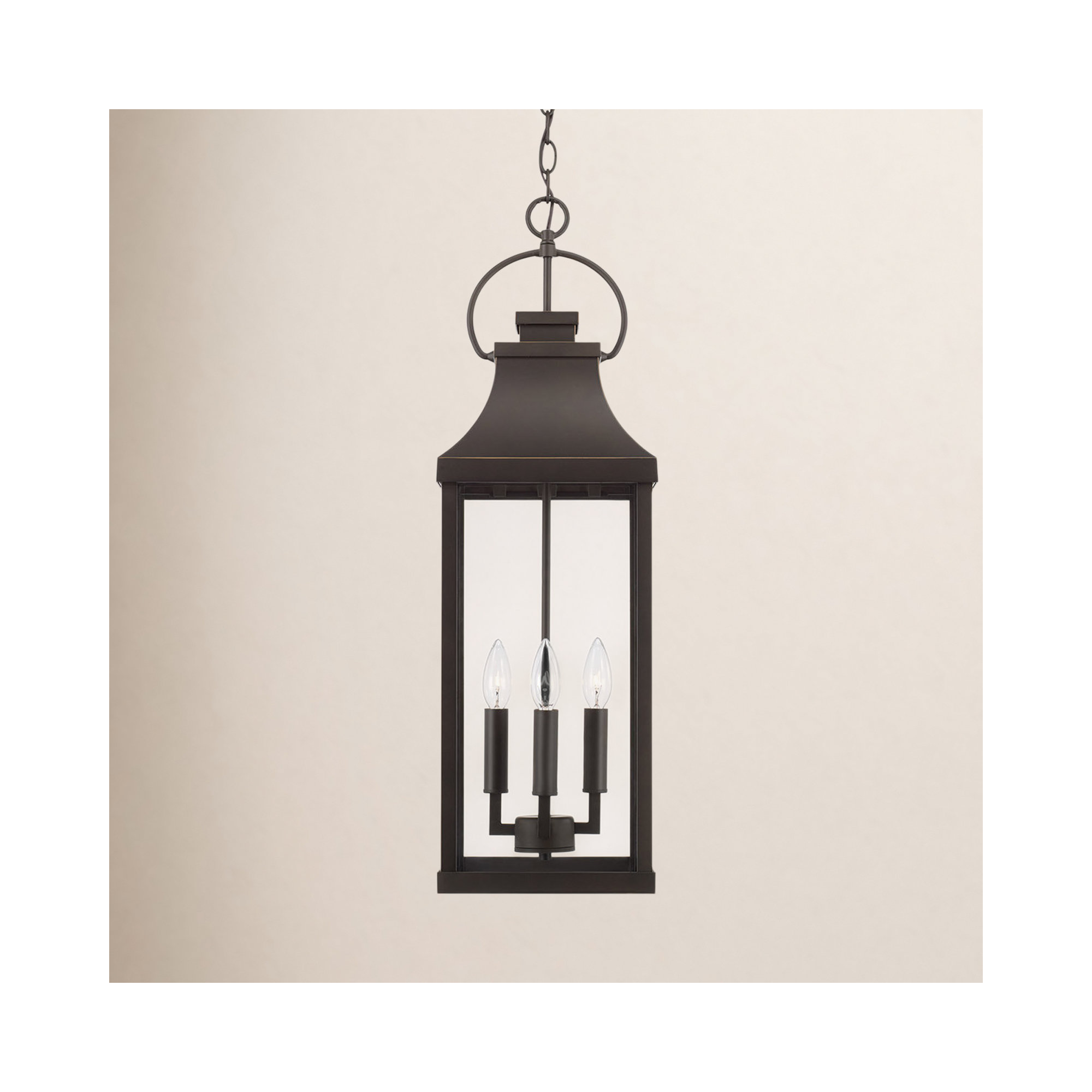Caden Outdoor Hanging Lantern, Oiled Bronze