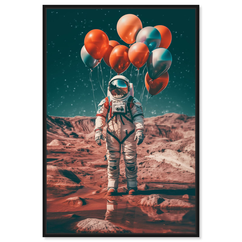 Art de l'astronaute moderne par Notoriart, Cadre noir, H 16 po x l 11 po
