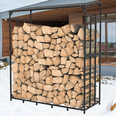 Porte-bûches robuste pour l'extérieur avec support de toit en bois 70 po