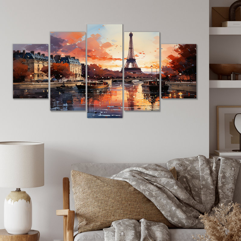Automne, Paris, coucher de soleil, vue sur la Tour Eiffel - décoration murale Paris