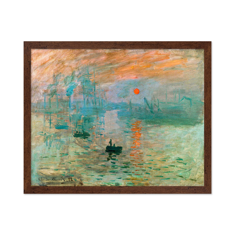Claude Monet - Impression Sunrise No2, Poster, 12"H x 16"W, Brown Framed