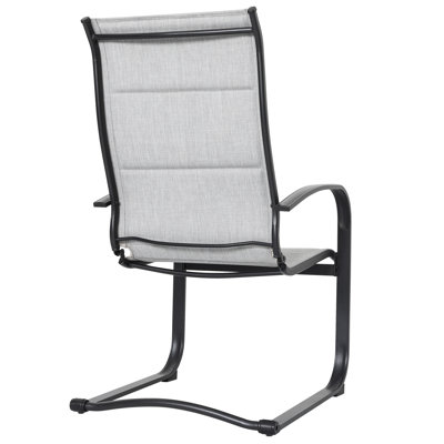 Outdoor 4-piece PVC-coated polyester Dining Chair Set, With Padded PVC-coated polyester And Metal Frame, High Back And Extra-large Seat, C-spring Motion, Ideal For Backyard, Patio, Garden, Porch, Gray
