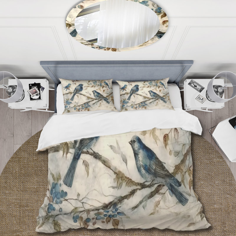 Ensemble de housse de couette en microfibre / polyester Four Birds On A Branch IV