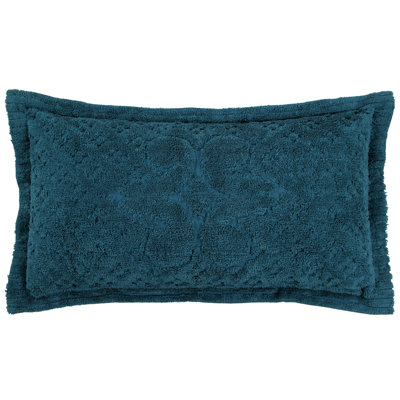 Couvre-oreiller touffeté 100% coton Ashille de la collection Ashton, de conception à médaillons, doux et respirant, certifié OEKO-TEX, lavable à la machine, toutes saisons, 20 po x 36 po, bleu sarcelle