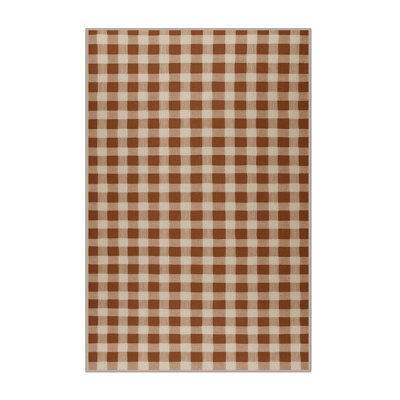 Tapis brun à carreaux lavable à la machine