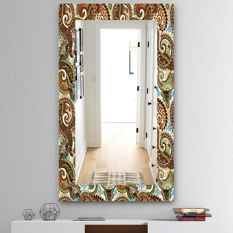 Miroir mural 13 motif cachemire, H 39,4 po x l 29,5 po