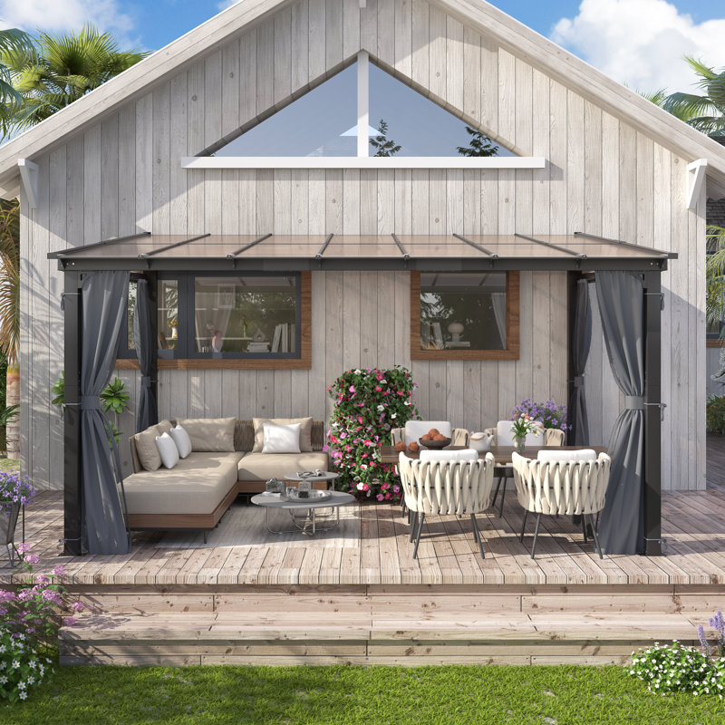 Pavillon de jardin en aluminium, pavillon en polycarbonate mural, Abri de garage en plastique x P 10 po