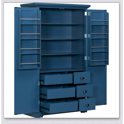 Shaker Style Kitchen Pantry with Drawers, Freestanding Cupboard Storage Cabinet with Door Shelves and Adjustable Shelves