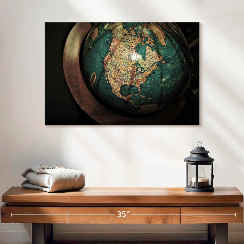 Carte rétro du globe Aliaz, H 20 po x l 30 po