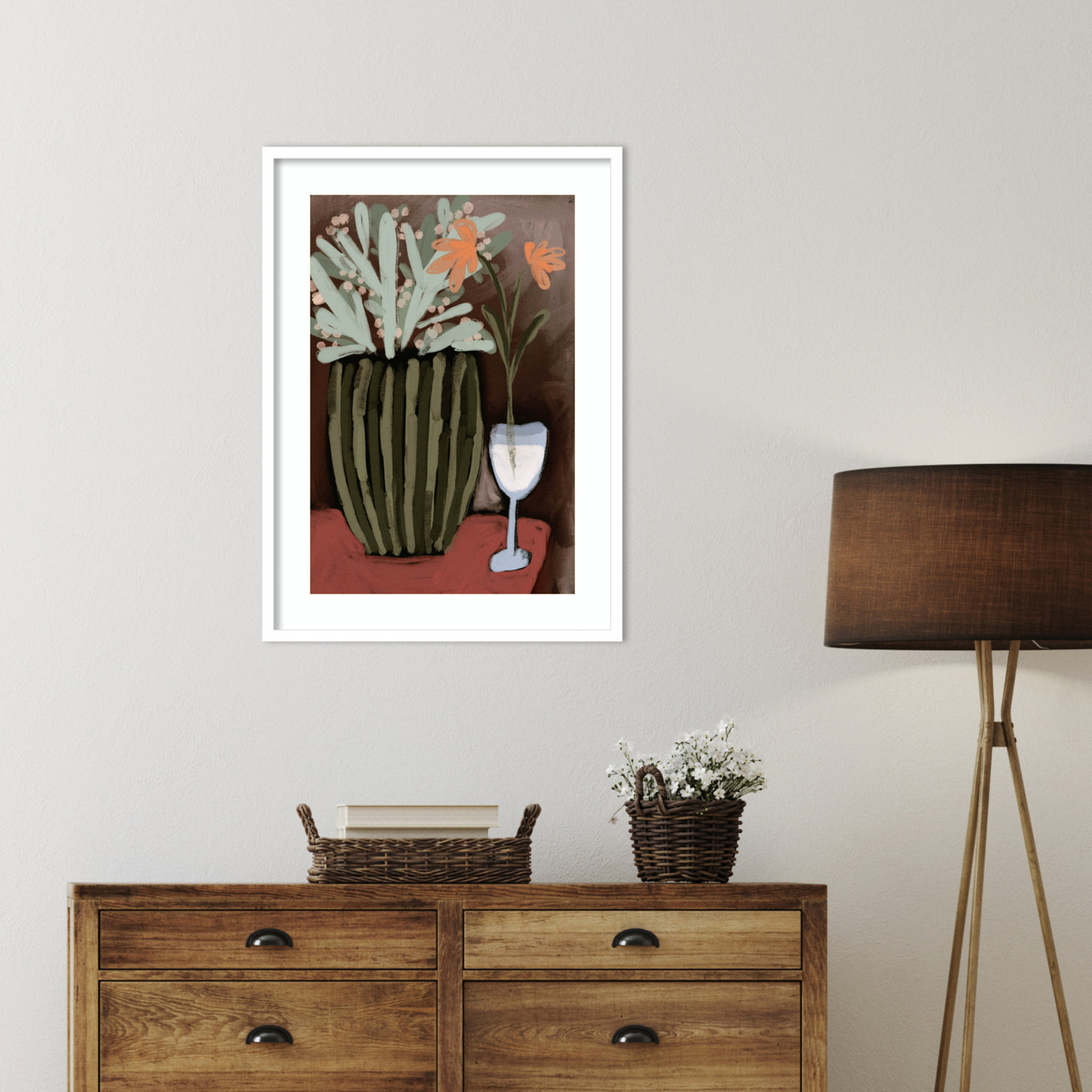 Lyn "Floral Still Life No. 4" Print, White, 33" H x 24" W