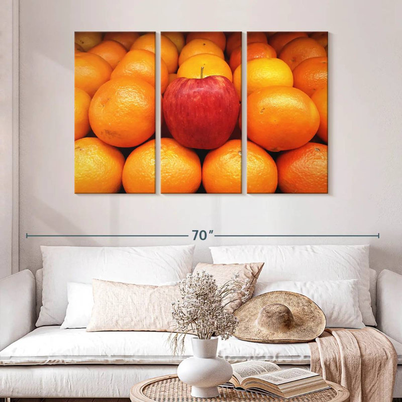 Pomme Yarlin parmi les oranges, H 32 po x l 50 po