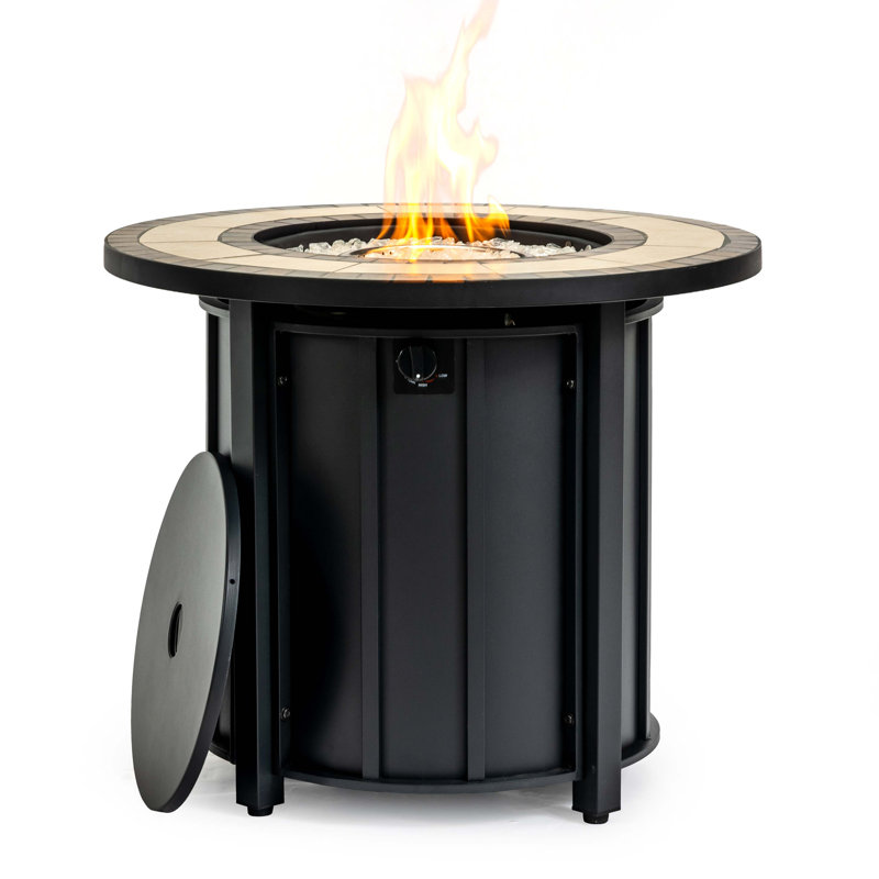 Foyer de table au gaz propane de 30 po, foyer rond en acier de 50 000 BTU avec plateau pour terrasse extérieure
