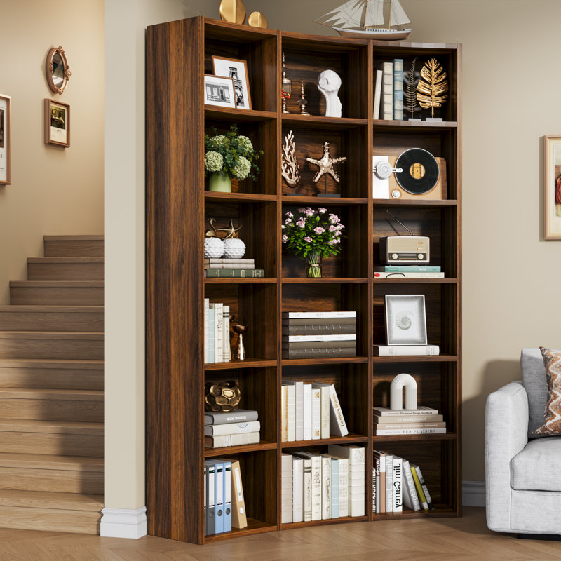 71" Curved Bookshelf,triple Width 6 Tier Bookcase With Storage Cabinet,modern Tall Bookshelf With 18 Open Display Shelves, Floor Standing Book Shelf For Living Room