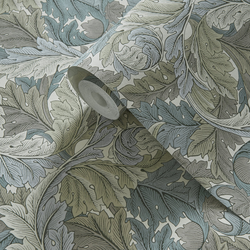 Acanthus William Morris 10.05m x 52cm Matte Wallpaper Roll, Slate/Dove