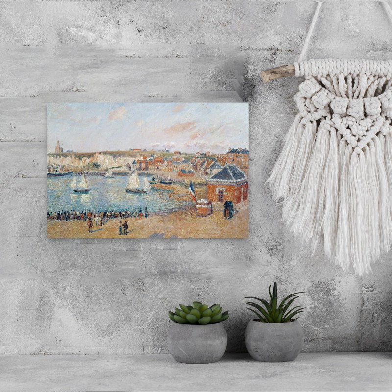 The Outer Harbour At Dieppe, 1902 Impressionist Contemporary Architecture City Wall Art Print by Camille Pissarro - 1 Piece Wrapped Canvas Wall Art