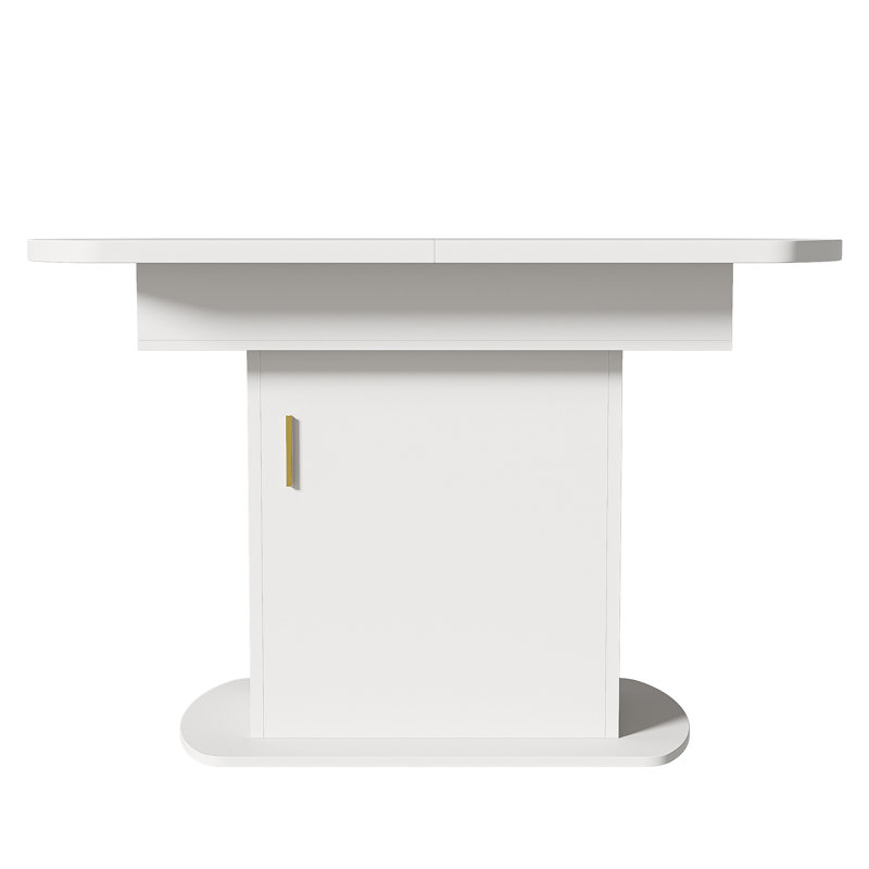 Benten Extendable Oval Dining Table, White/Gold