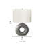 Lampe de table Vono, 24 po, base ronde en céramique gris foncé, abat-jour en lin-116809125
