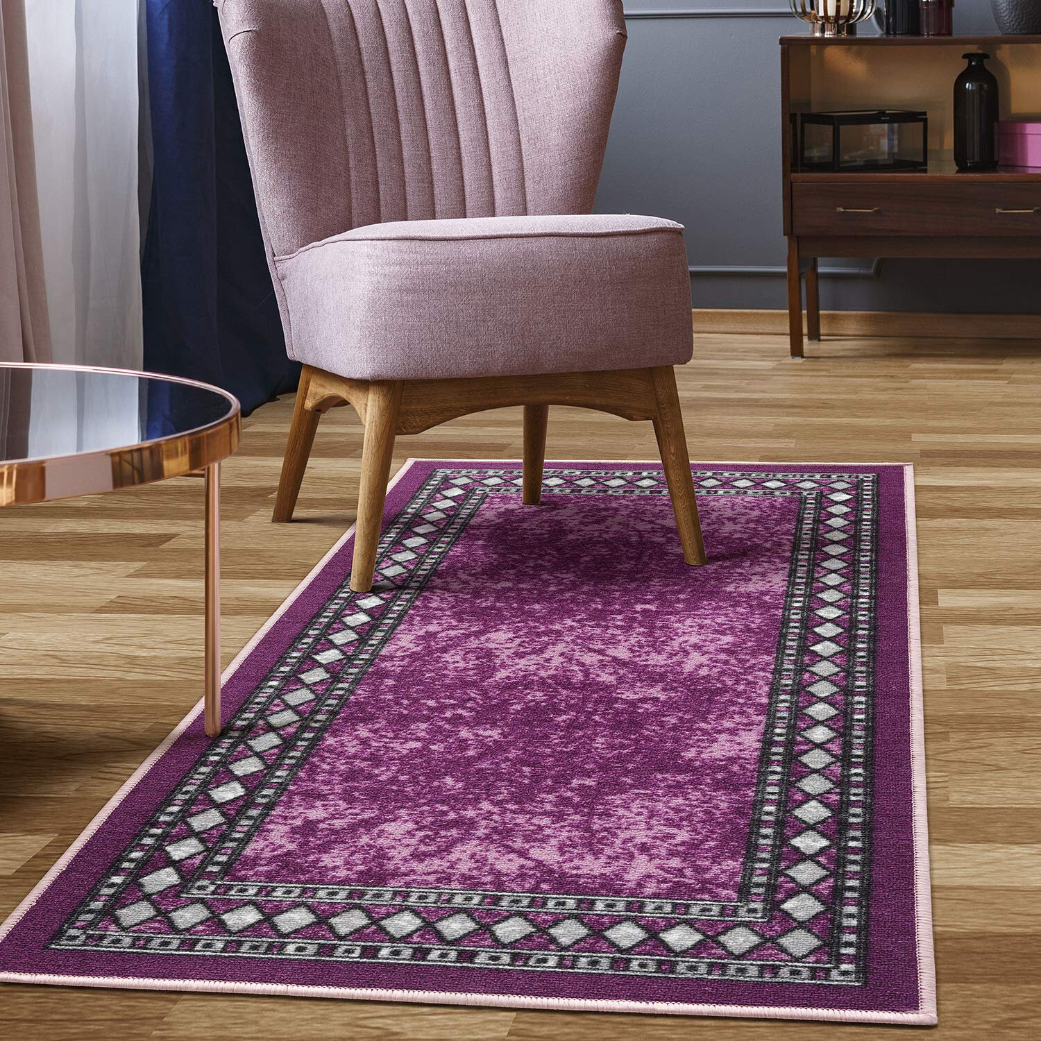 Antep Rugs Alfombras Modern Bordered 5x7 Non-Skid (Non-Slip