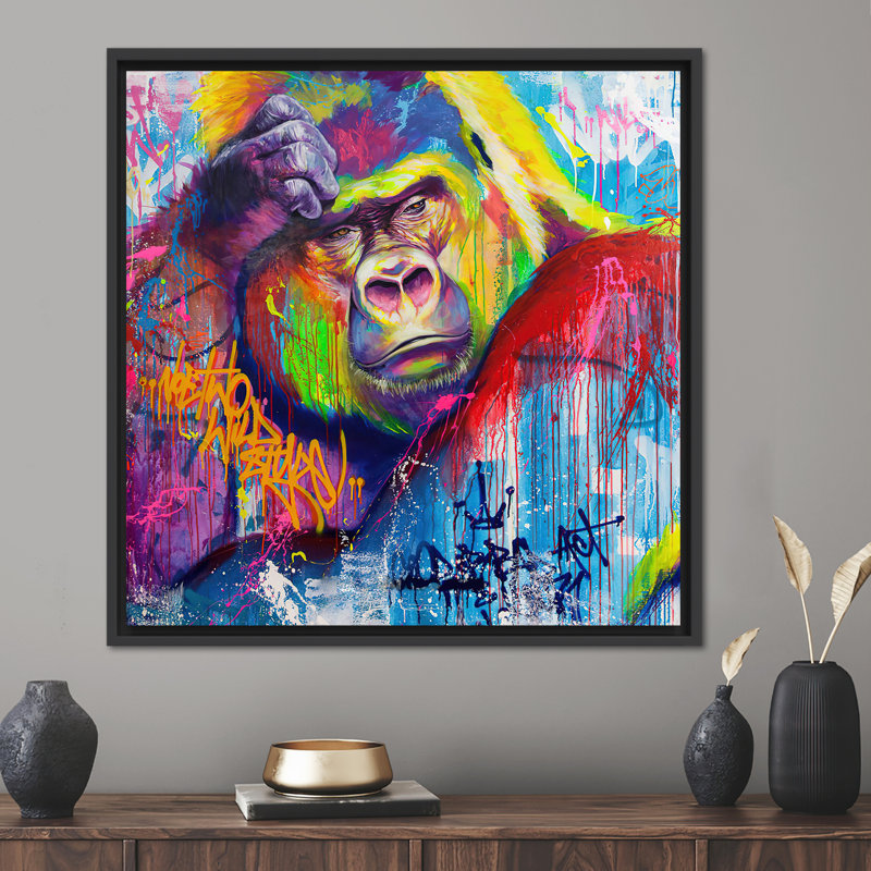 Print on Canvas, 40 cm H x 40 cm W, Black Floater Framed
