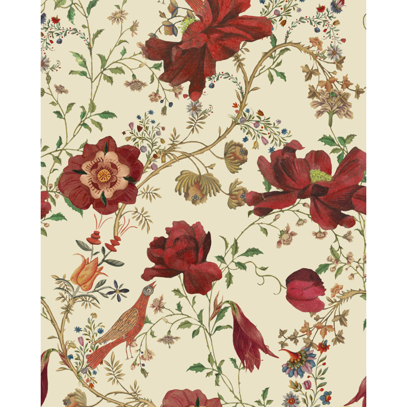 Transylvanian Roots Wallpaper Roll, Green/Red/Taupe