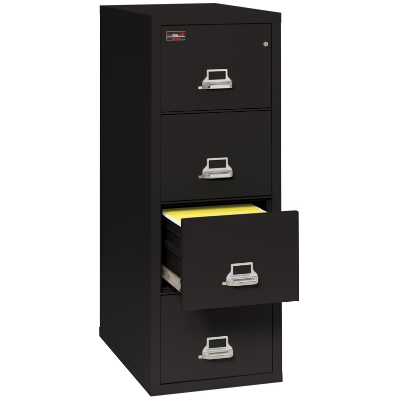 4 - Drawer File Cabinet, Key Lock, Black