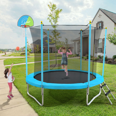 8' Round Backyard Trampoline with Safety Enclosure