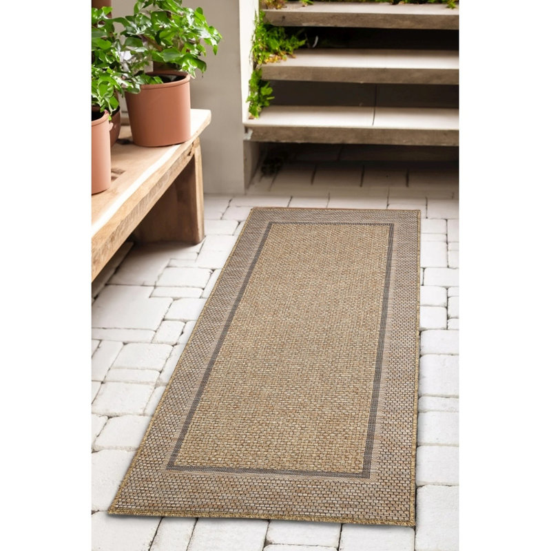 SUMMER LATTE Striped Indoor / Outdoor Area Rug, Rectangle 80 x 200  cm
