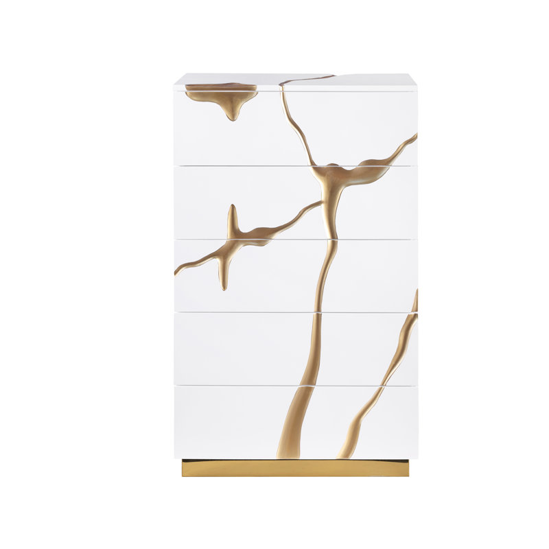 Commode 5 tiroirs Milan, Blanc