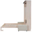 Grand lit escamotable avec canapé, lumières DEL, armoire murale peu encombrante, canapé rembourré, beige