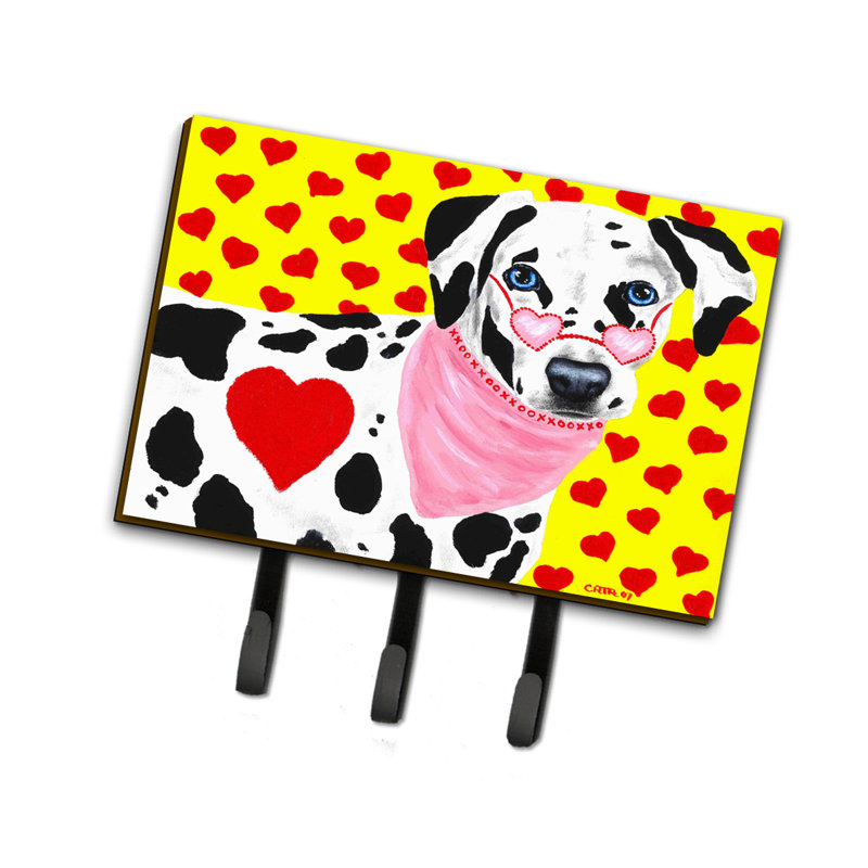 Coeurs et porte-clés mural dalmatien avec crochets à clés