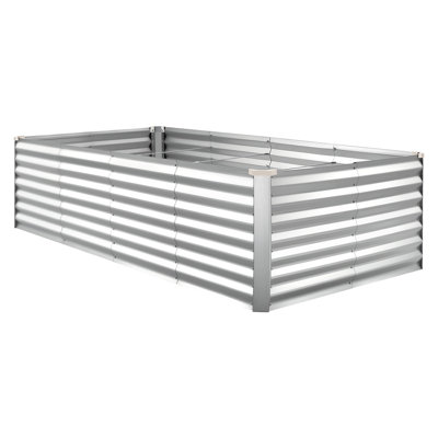 Galvanized Raised Garden Bed, 8 x 4 x 2 ft, Rectangular Metal Planter Box Kit Outdoor, Bottomless Elevated Planting Box with Gloves, Rustproof Alu-Zinc, for Growing Flowers Vegetables, Silver